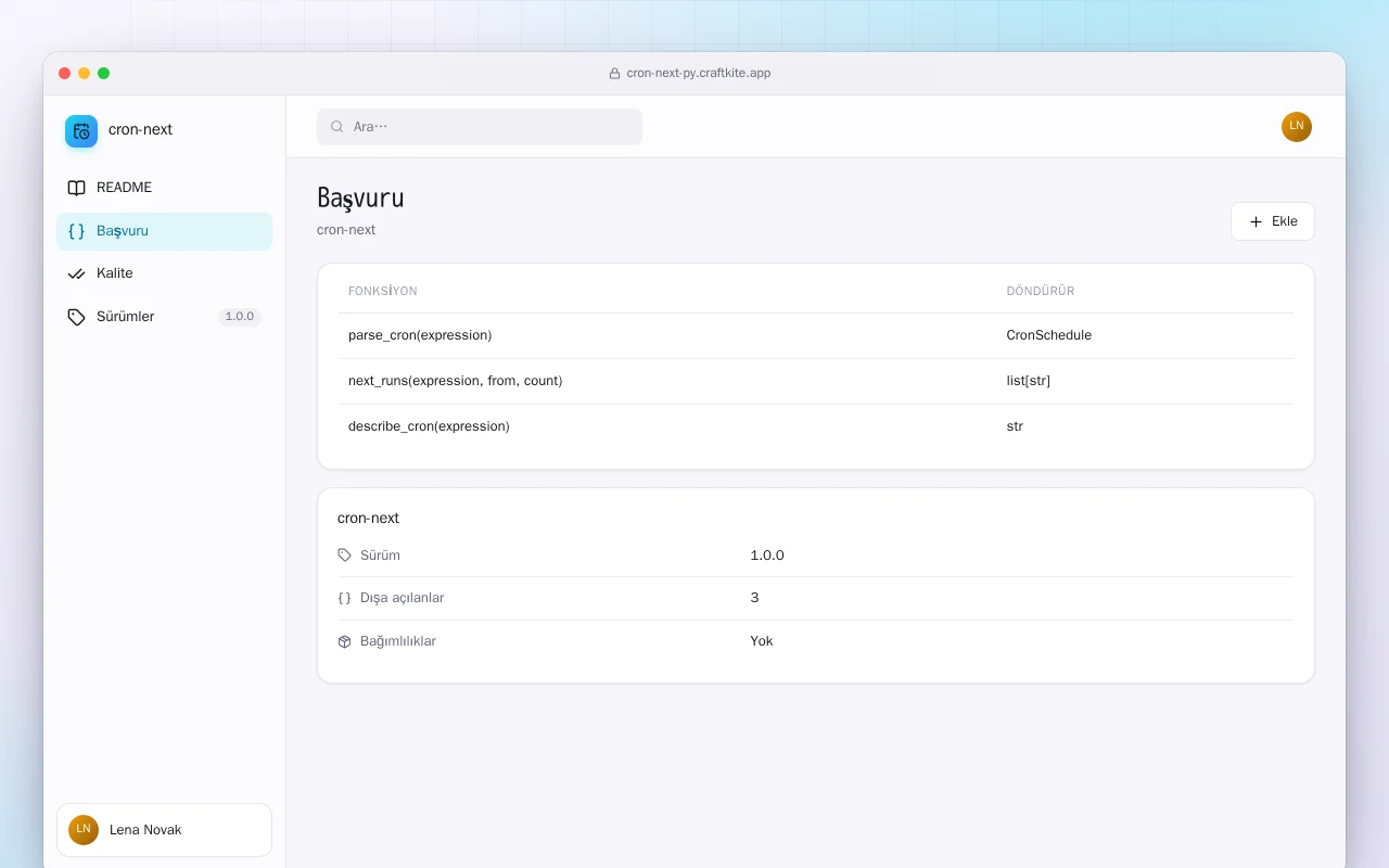Cron Next (Python): Başvuru ekranı