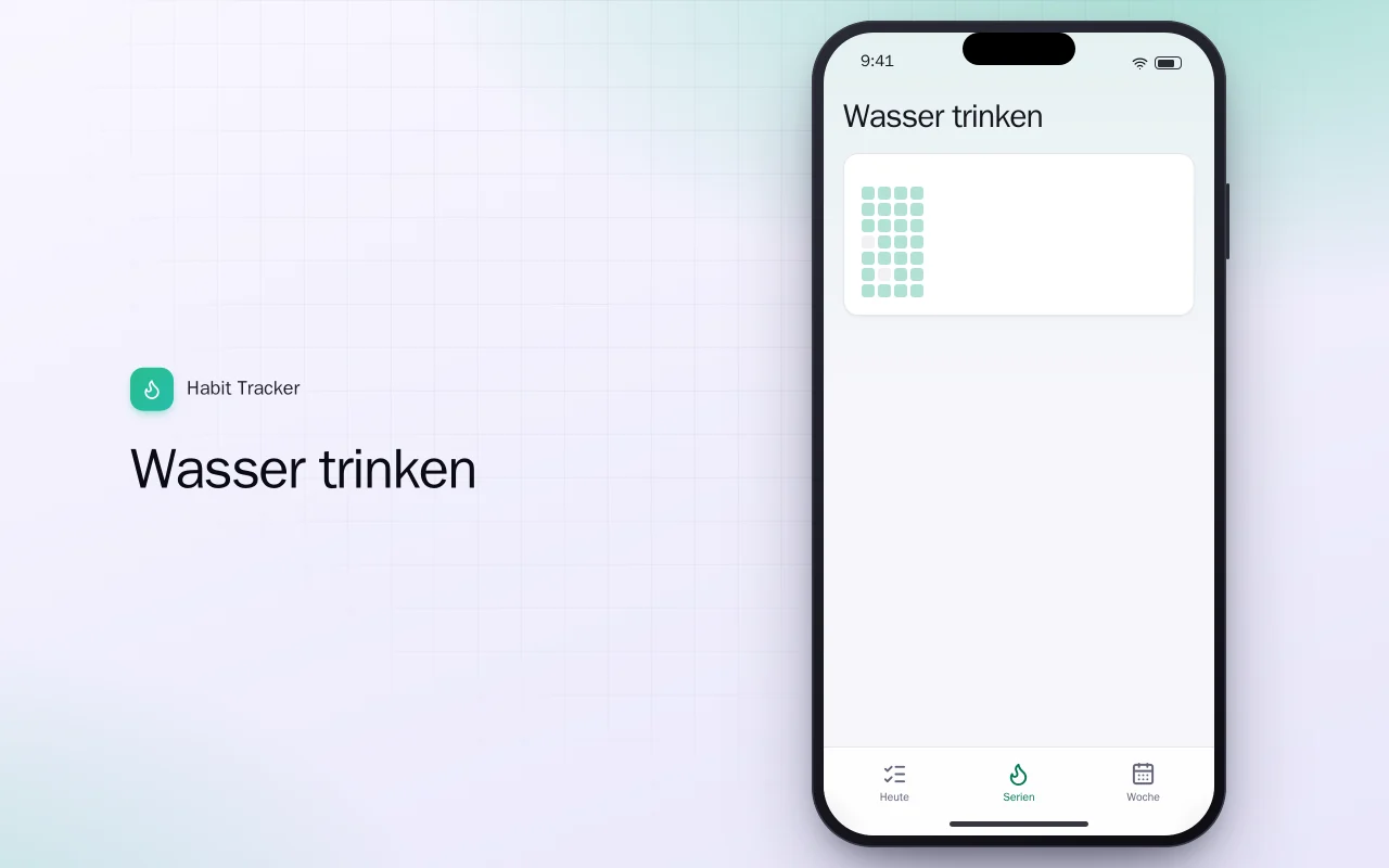 Gewohnheiten (Flutter): der Bildschirm „Wasser trinken“