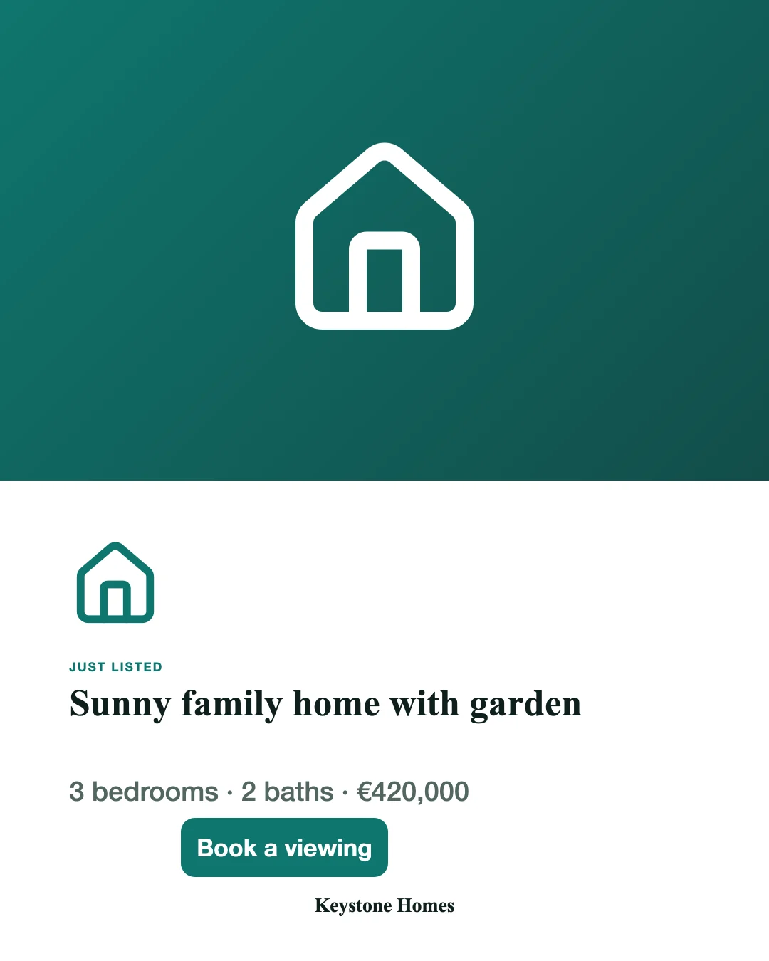 Screenshot of New Listing
