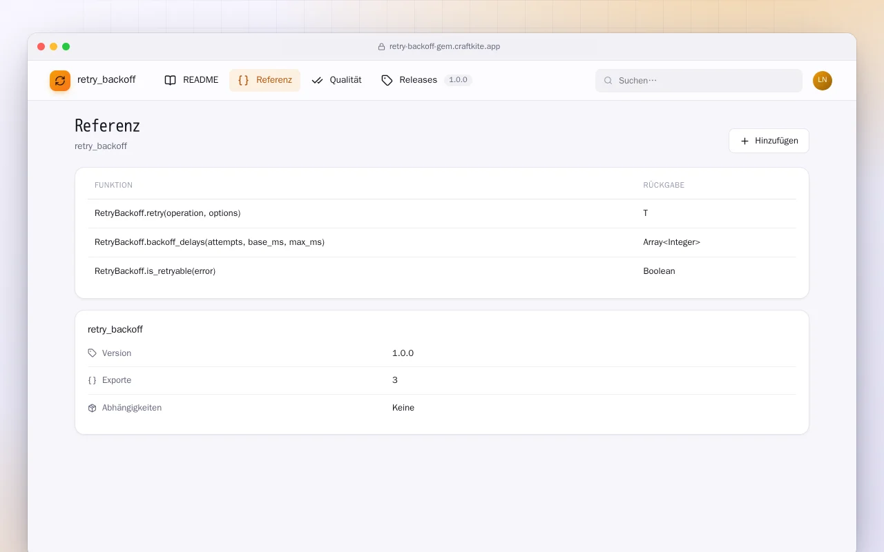 Retry Backoff (Ruby): der Bildschirm „Referenz“