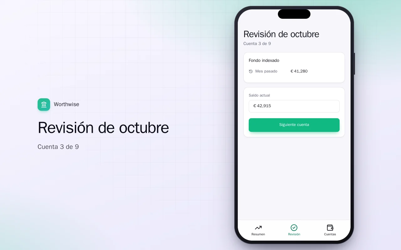 Seguimiento del patrimonio: la pantalla Revisión de octubre