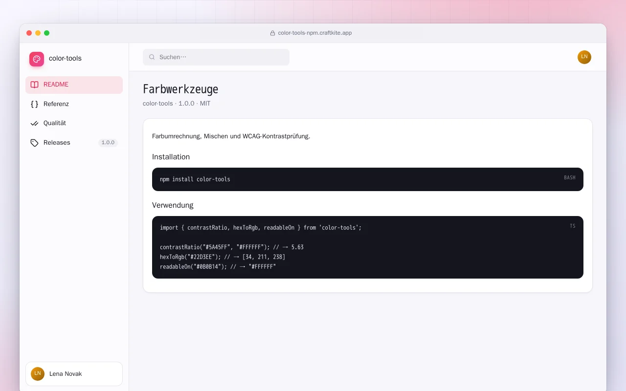 Farbwerkzeuge (TypeScript): der Bildschirm „Farbwerkzeuge“