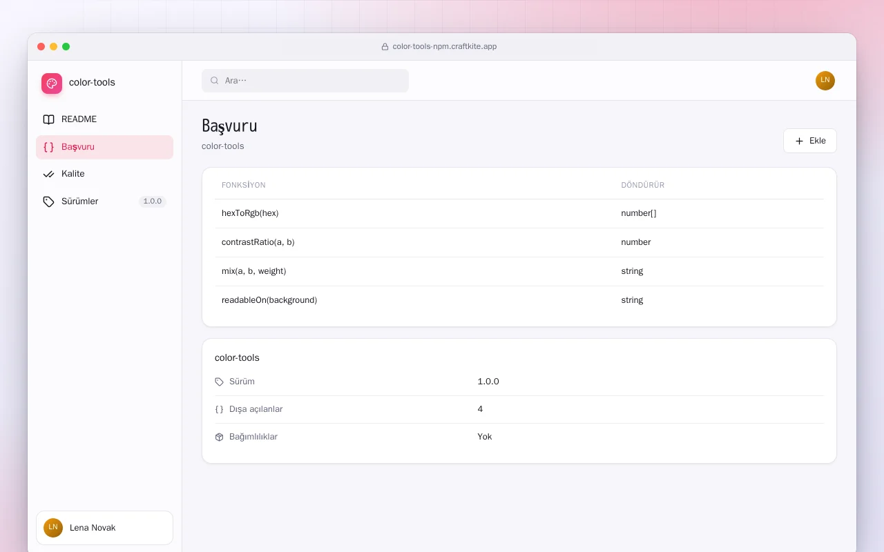 Renk Araçları (TypeScript): Başvuru ekranı
