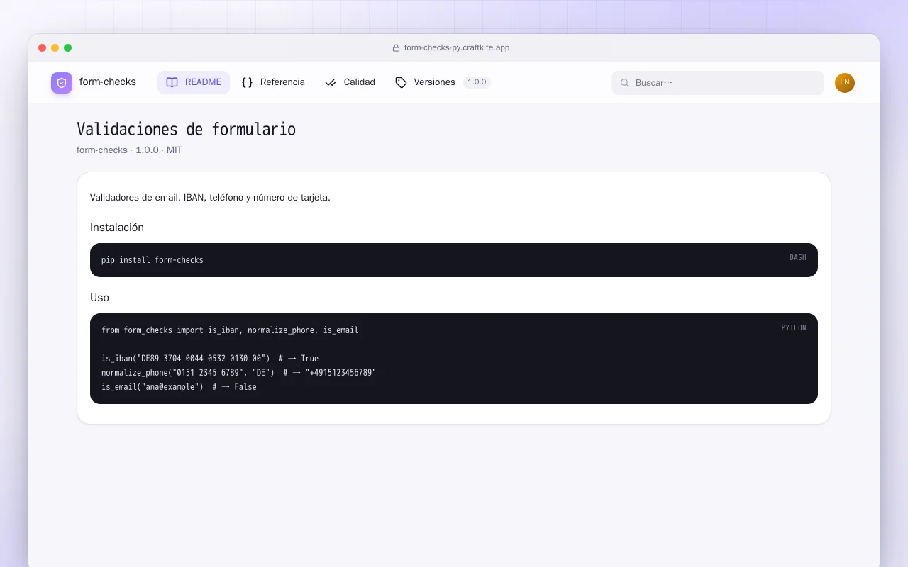 Validaciones de formulario (Python): la pantalla Validaciones de formulario