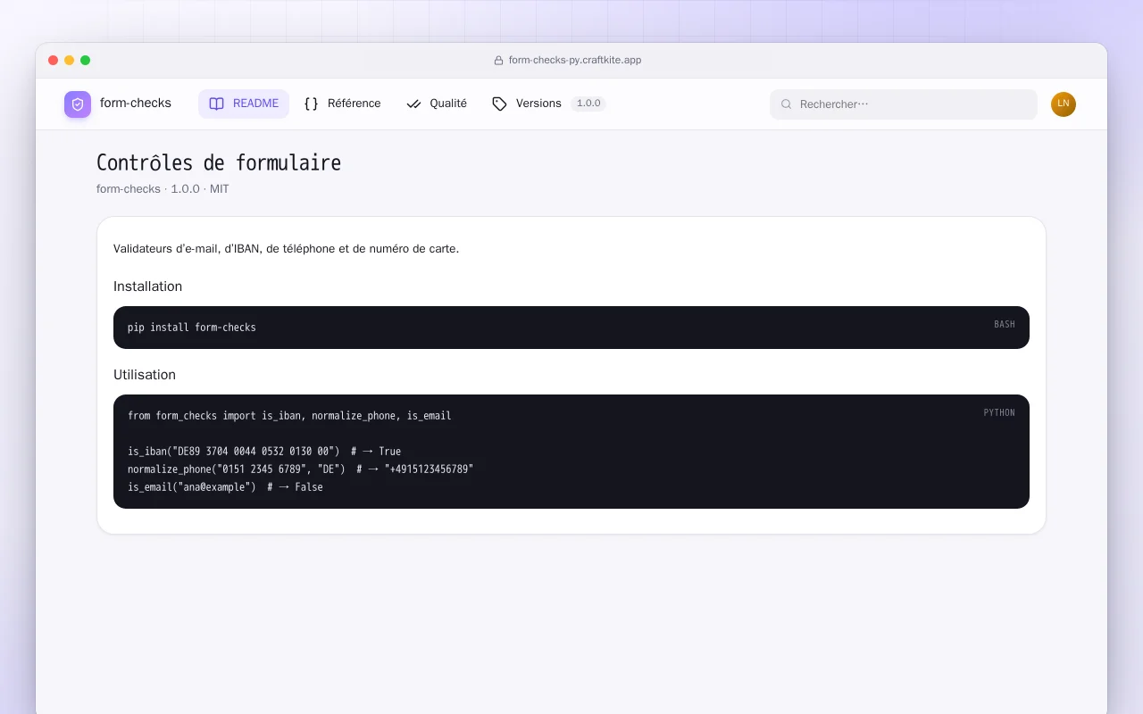 Contrôles de formulaire (Python) : l’écran Contrôles de formulaire