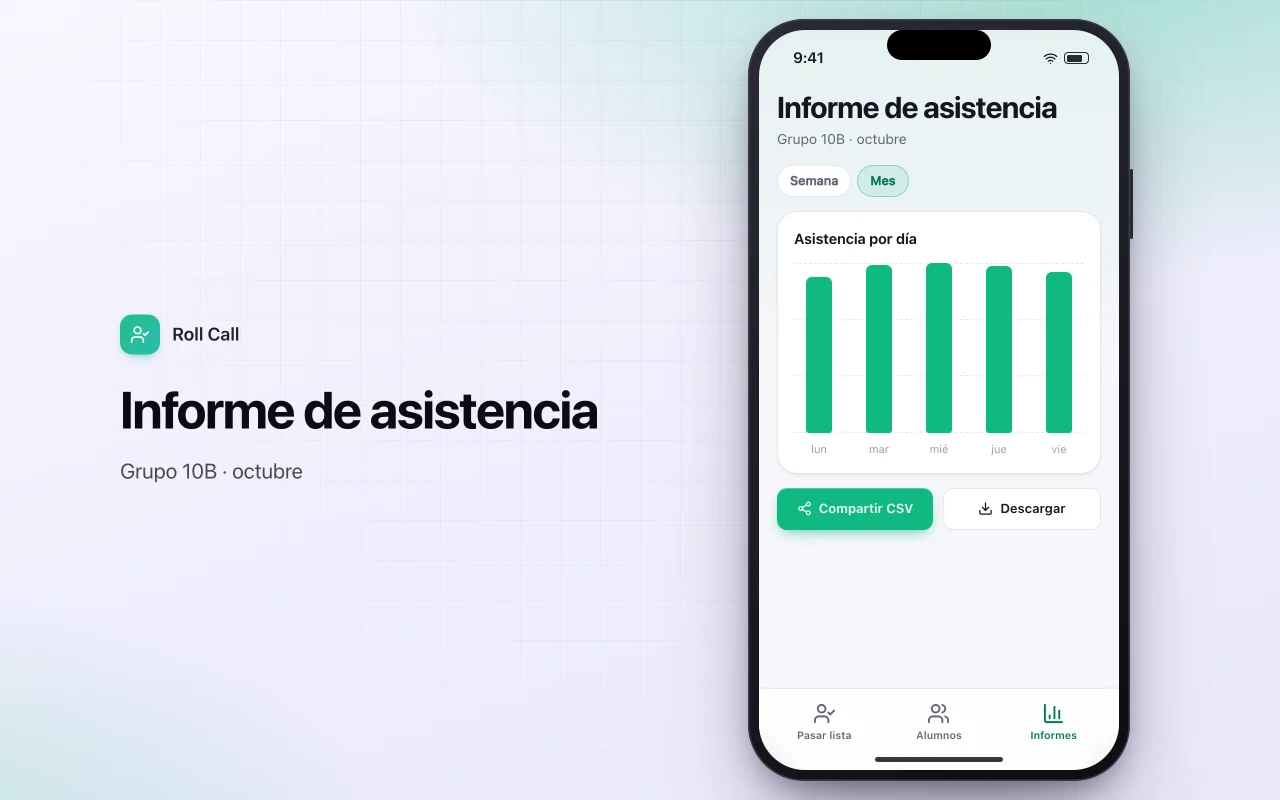 Control de asistencia de alumnos: la pantalla Informe de asistencia