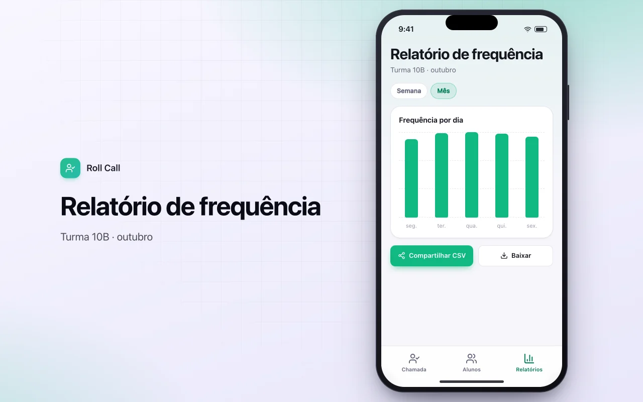 Controle de frequência escolar: a tela Relatório de frequência