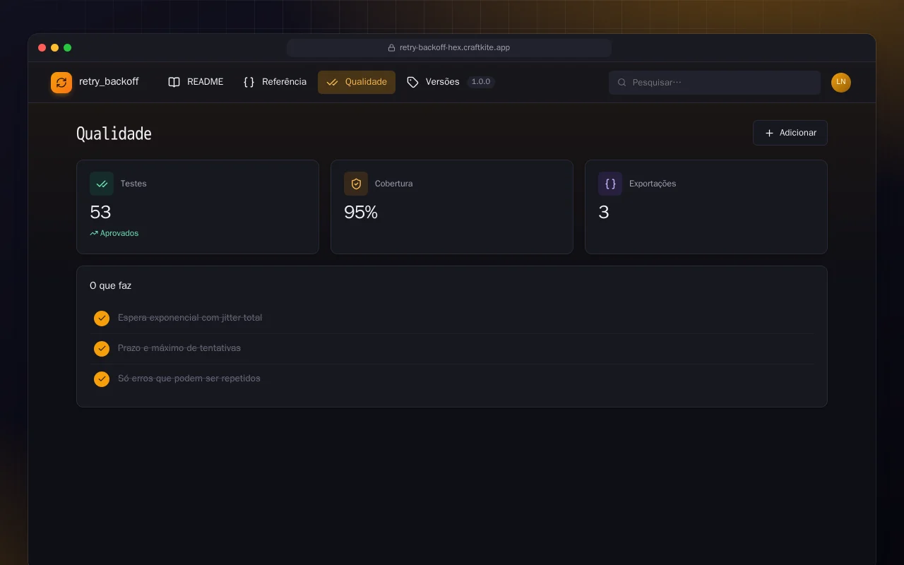 Retry Backoff (Elixir): a tela Qualidade