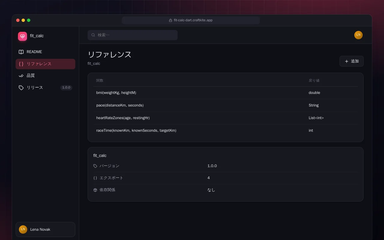 Fit Calc（Dart）：リファレンス画面