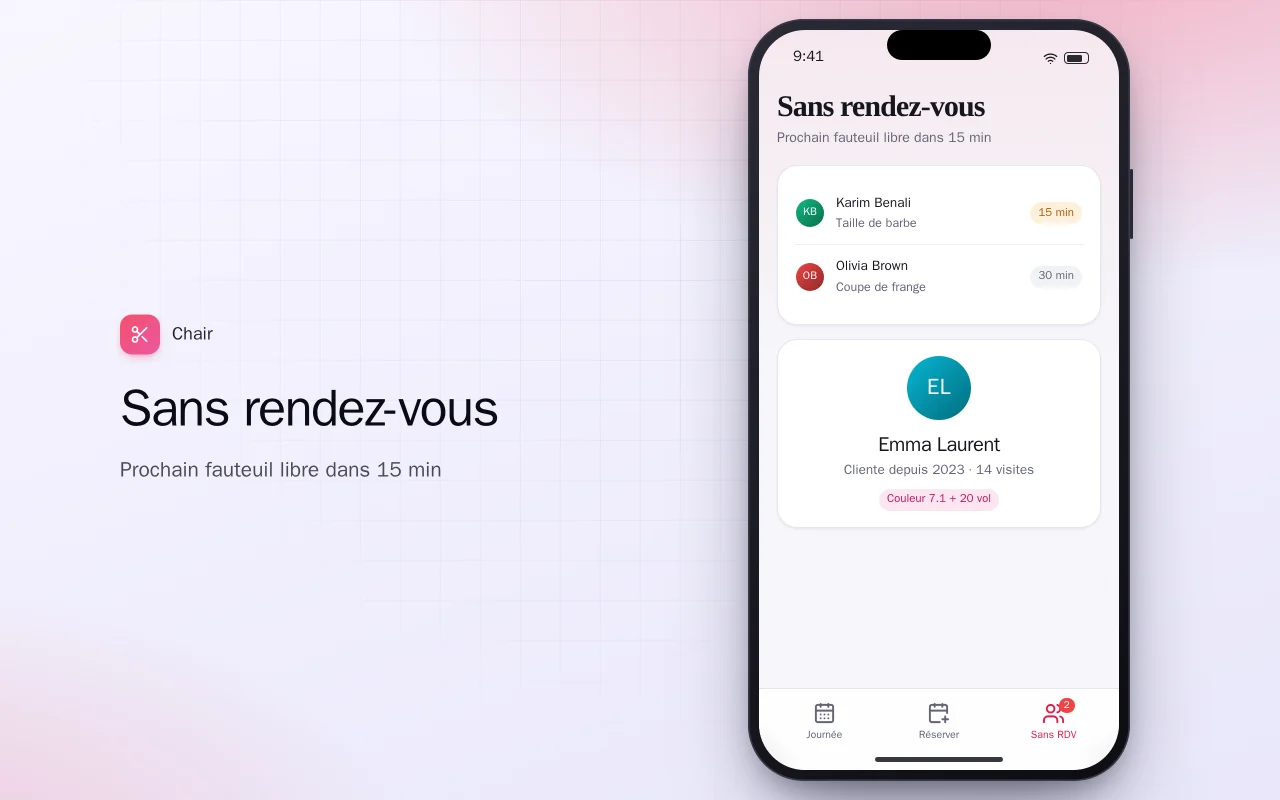 Rendez-vous du salon : l’écran Sans rendez-vous