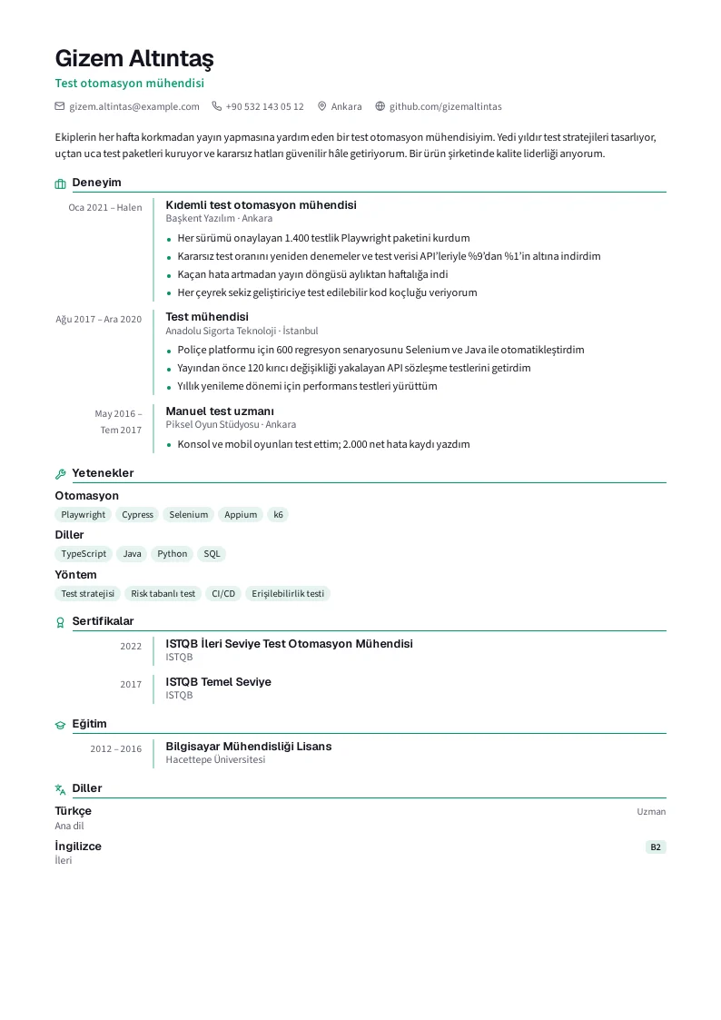 Checklist ekran görüntüsü