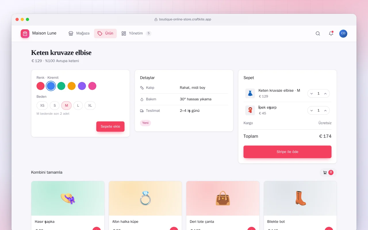 Butik online mağaza: Keten kruvaze elbise ekranı