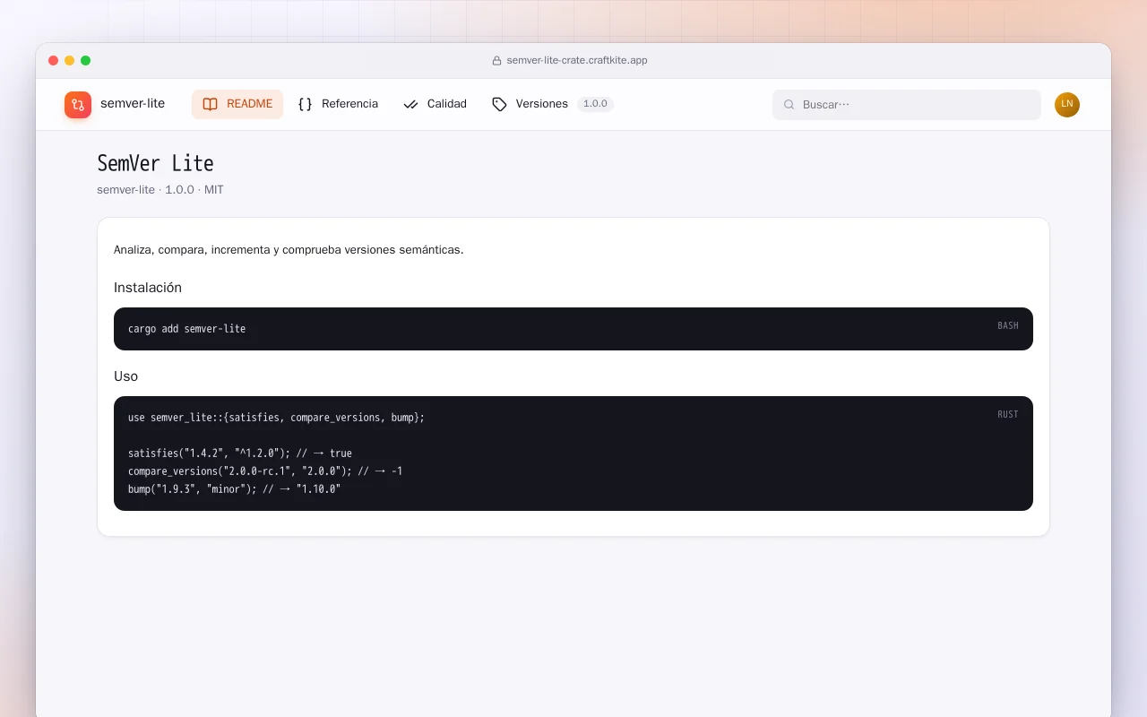 SemVer Lite (Rust): la pantalla SemVer Lite