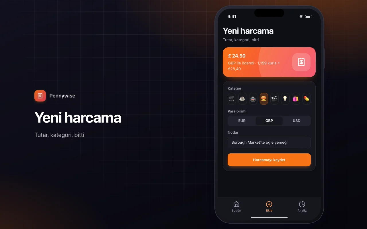 Günlük harcama takibi: Yeni harcama ekranı