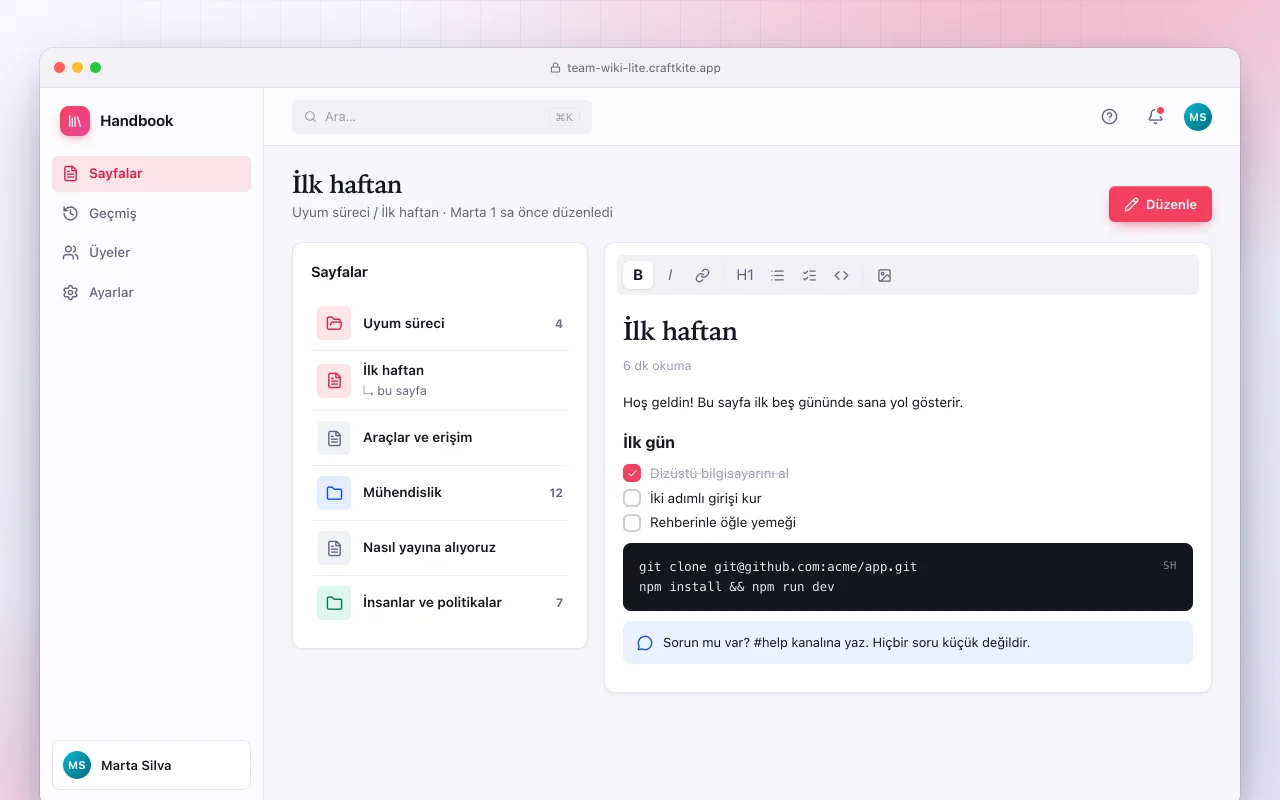 Ekip wikisi lite: İlk haftan ekranı