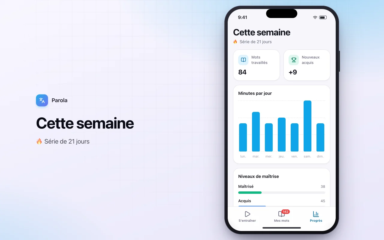Entraîneur de vocabulaire : l’écran Cette semaine