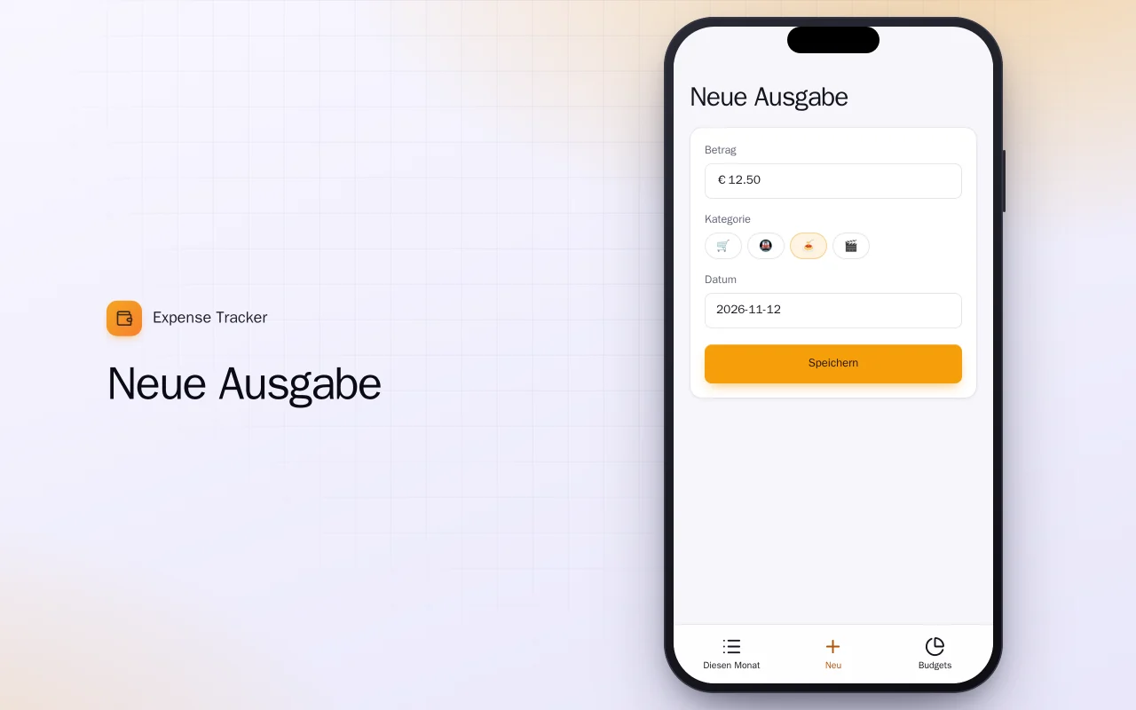 Ausgaben (Flutter): der Bildschirm „Neue Ausgabe“