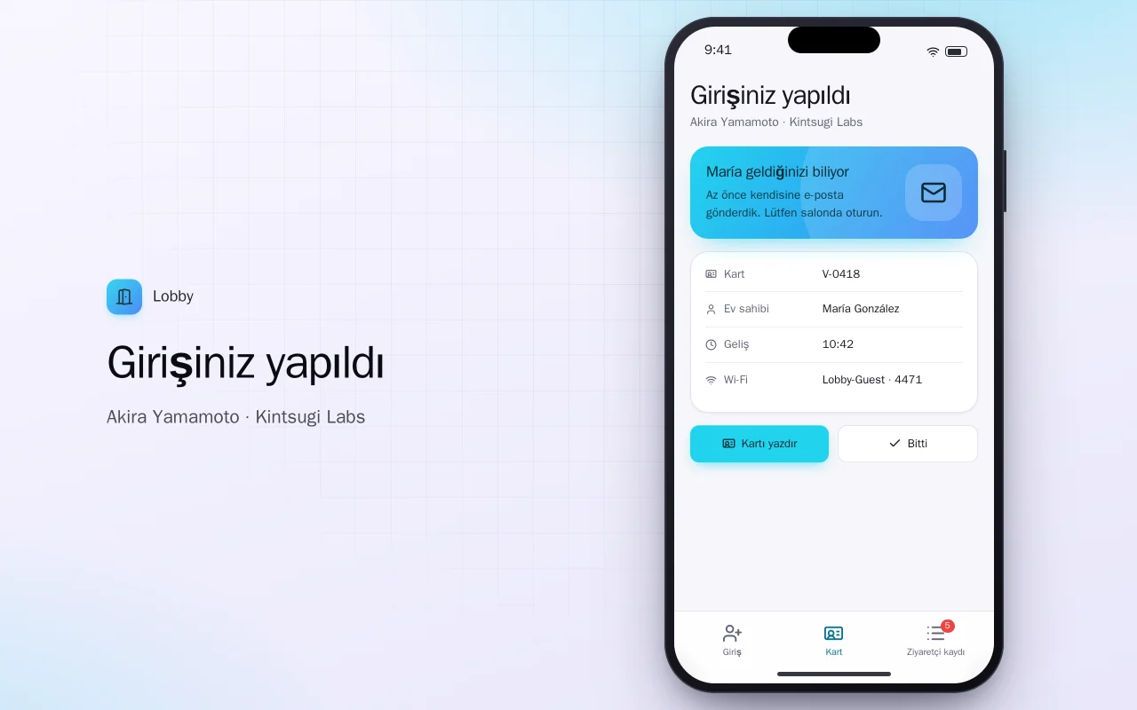 Ziyaretçi girişi: Girişiniz yapıldı ekranı