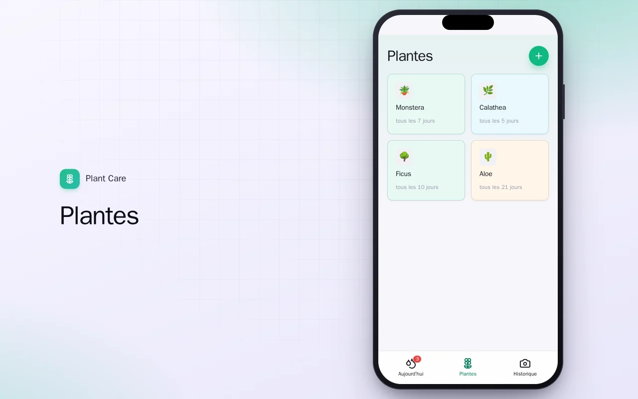 Soin des plantes (Flutter) : l’écran Plantes