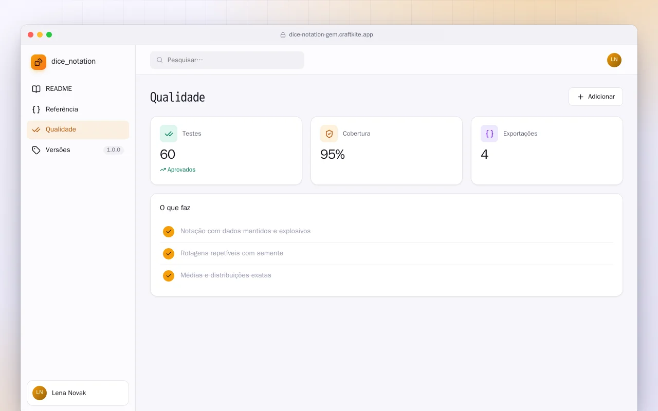 Notação de dados (Ruby): a tela Qualidade