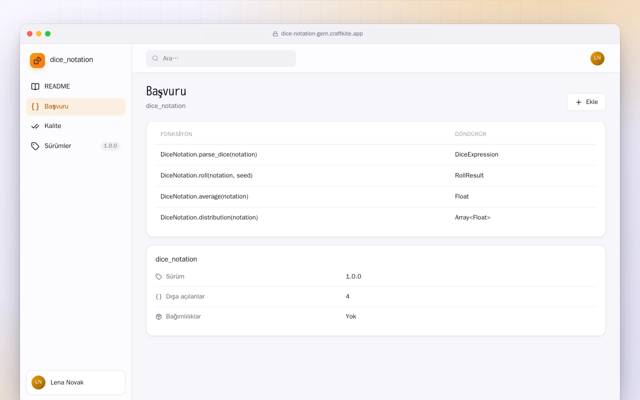 Zar Notasyonu (Ruby): Başvuru ekranı