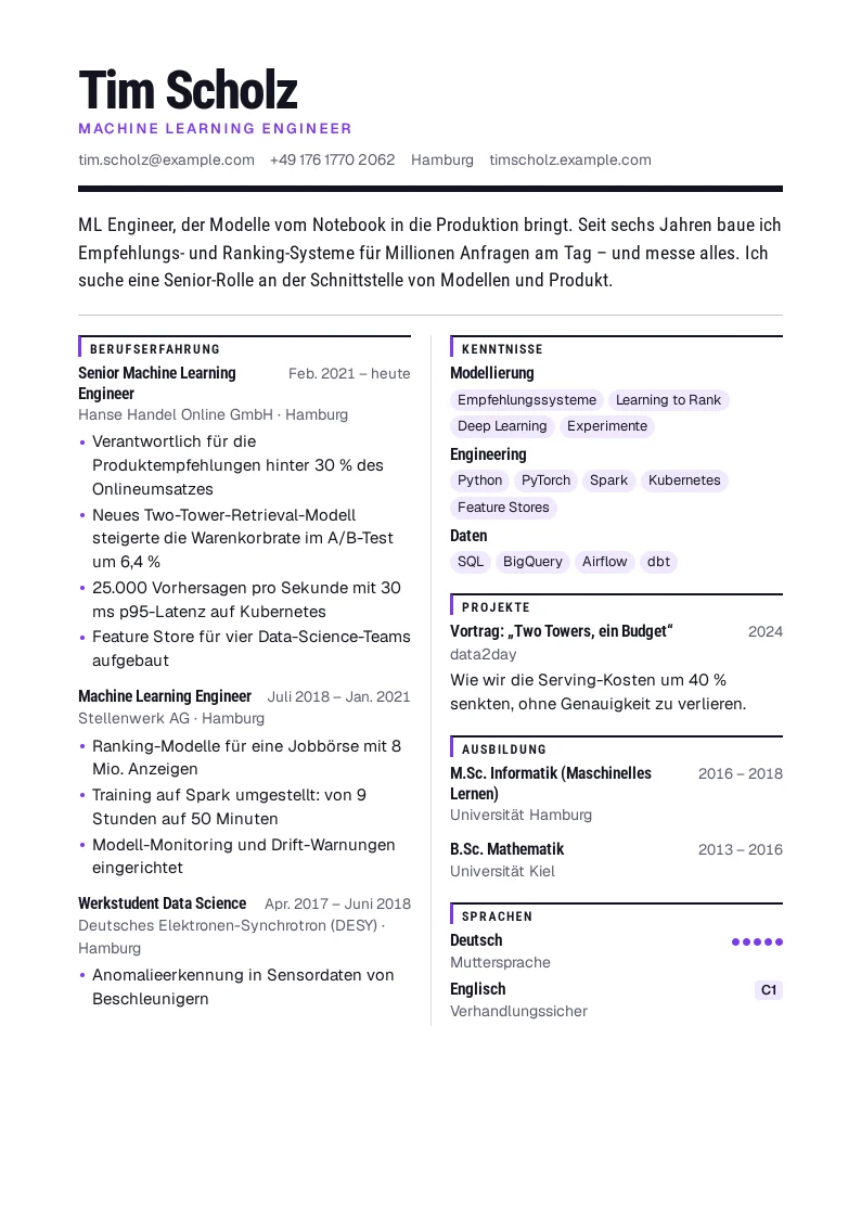 Screenshot von Tensor