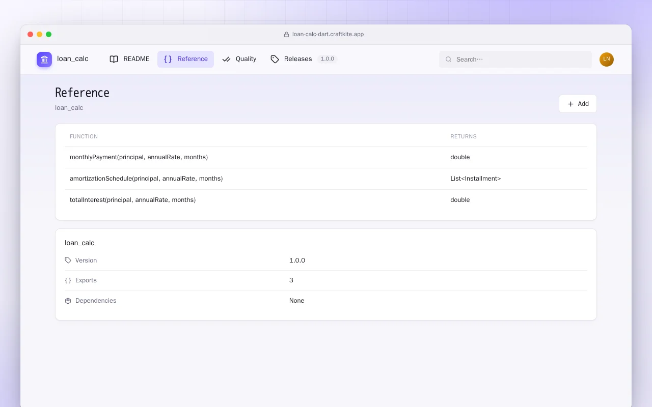 Loan Calc (Dart): the Reference screen