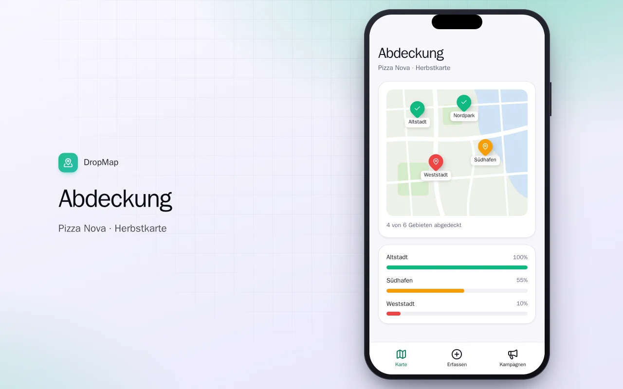 Flyer-Verteilung: der Bildschirm „Abdeckung“