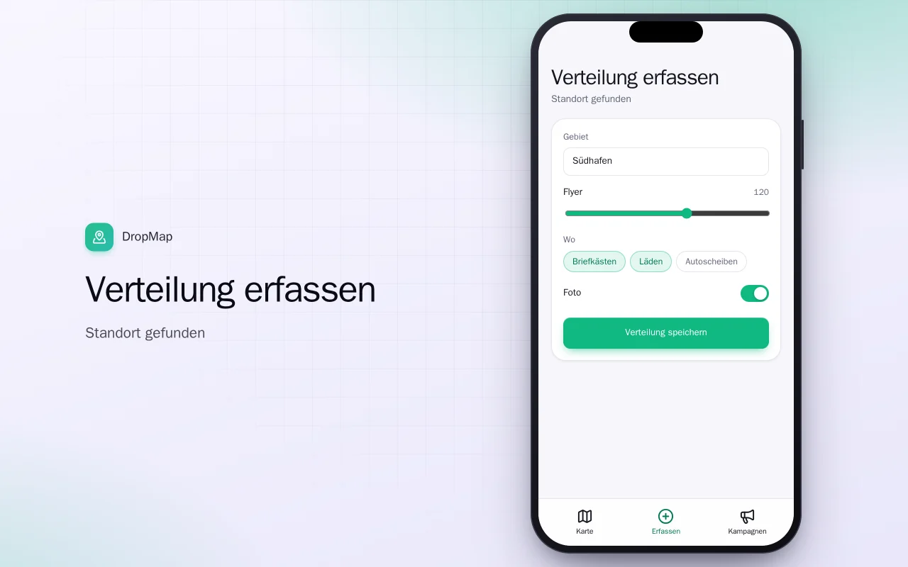 Flyer-Verteilung: der Bildschirm „Verteilung erfassen“