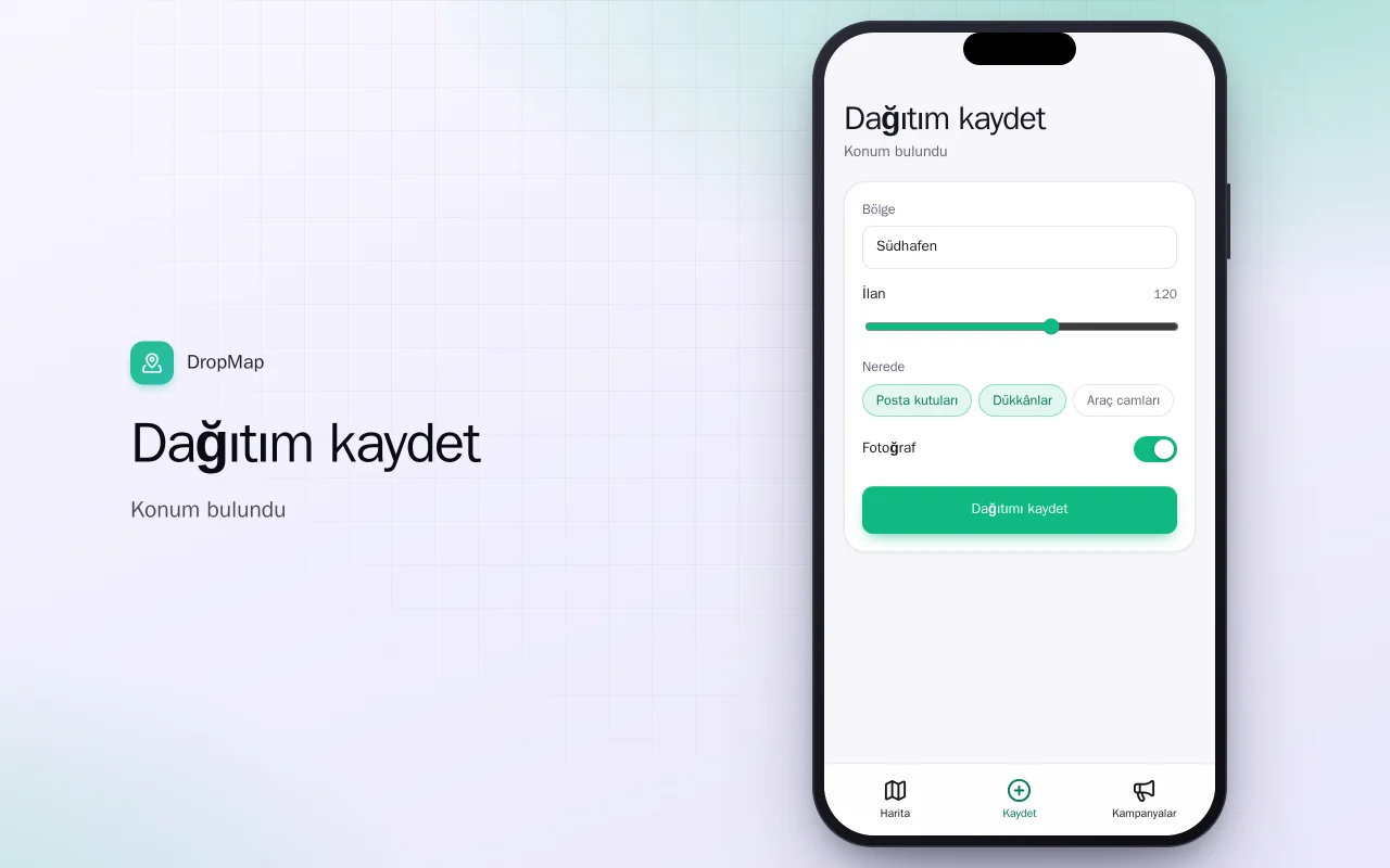El ilanı dağıtım takibi: Dağıtım kaydet ekranı