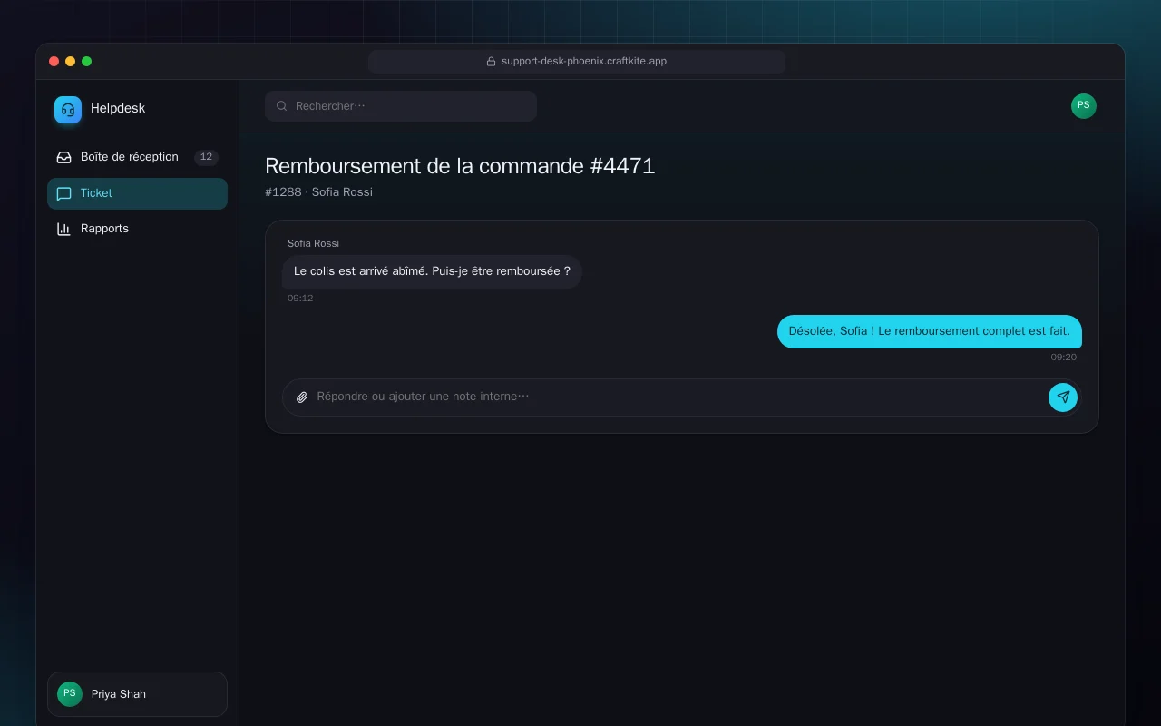 Service client (Phoenix) : l’écran Remboursement de la commande #4471