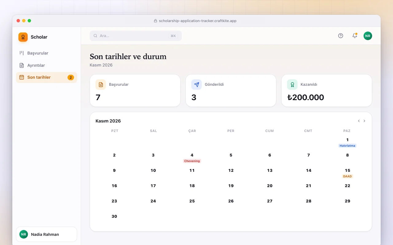 Burs başvuru takibi: Son tarihler ve durum ekranı