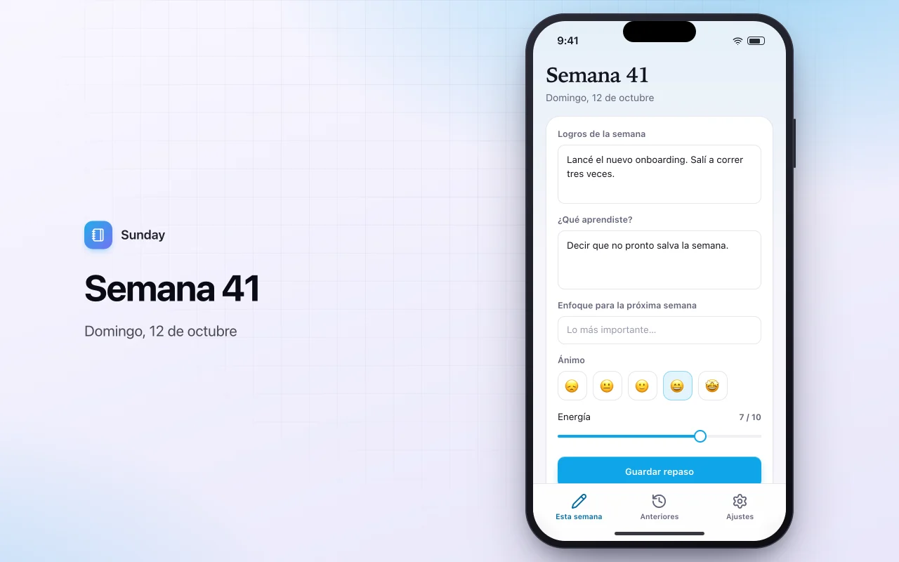 Diario de revisión semanal: la pantalla Semana 41