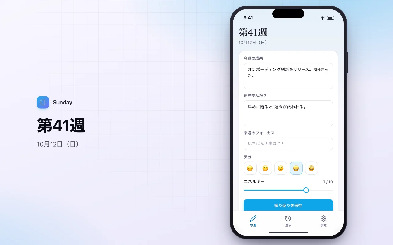 週次レビュー日記：第41週画面