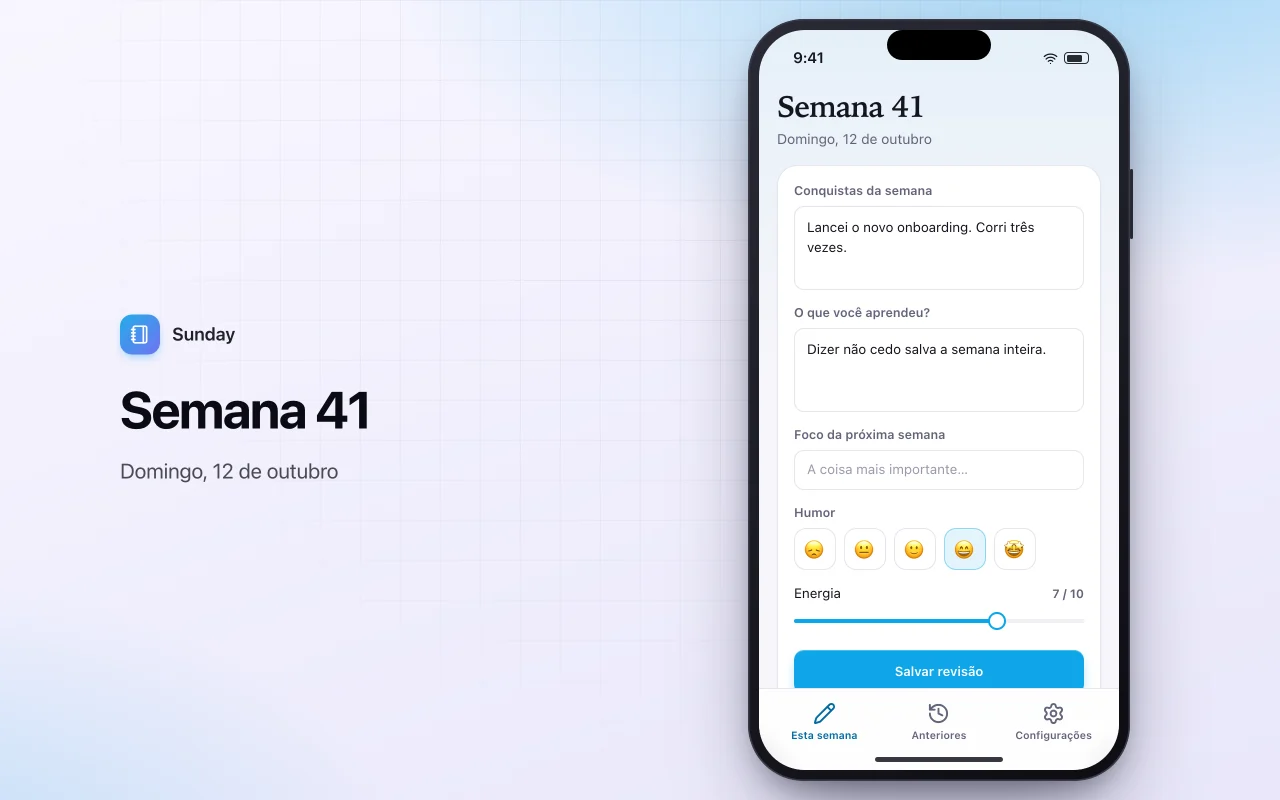 Diário de revisão semanal: a tela Semana 41