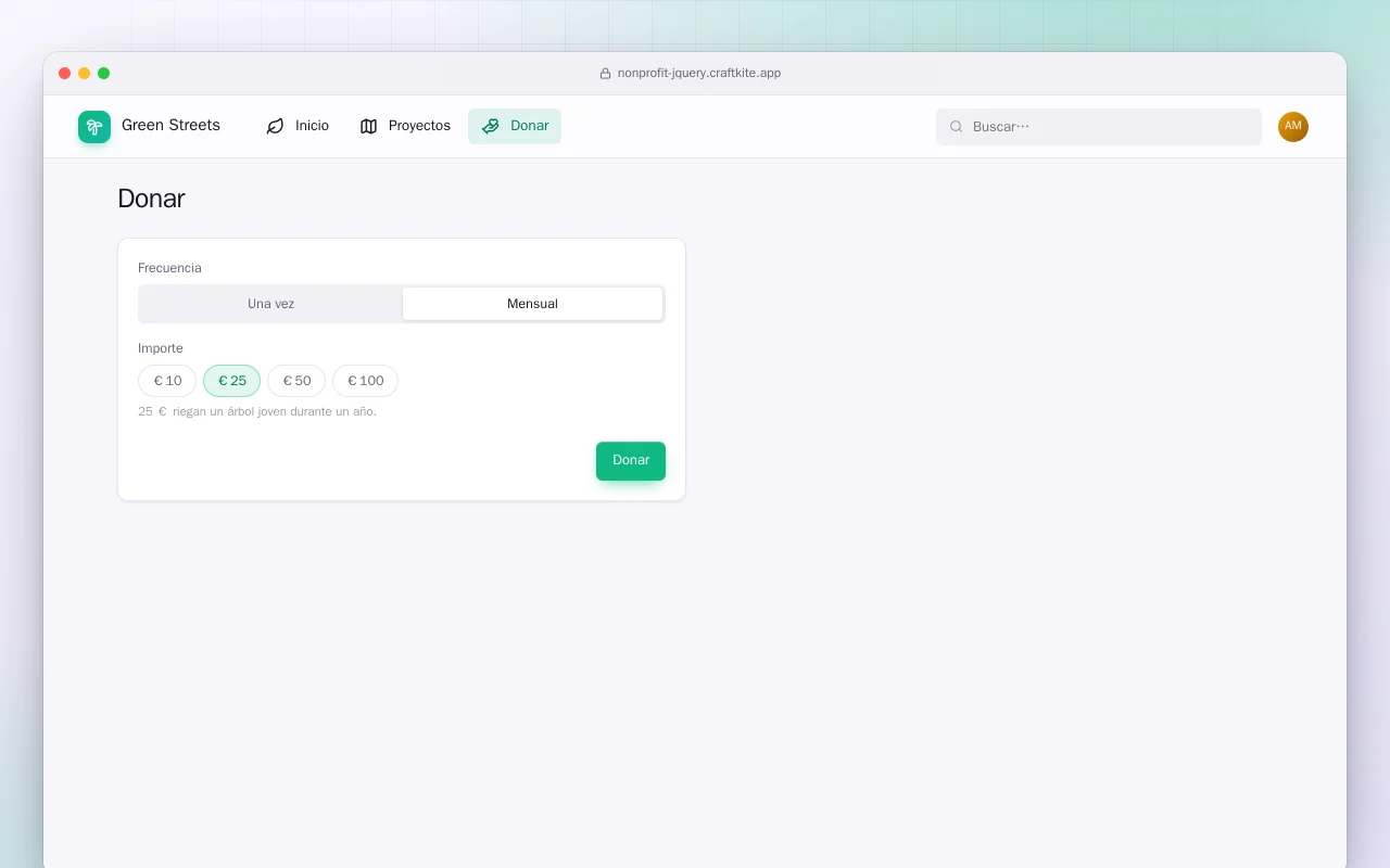 Web de ONG (HTML): la pantalla Donar