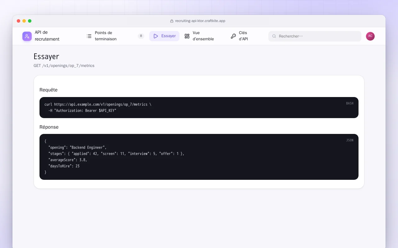 API de recrutement (Ktor) : l’écran Essayer