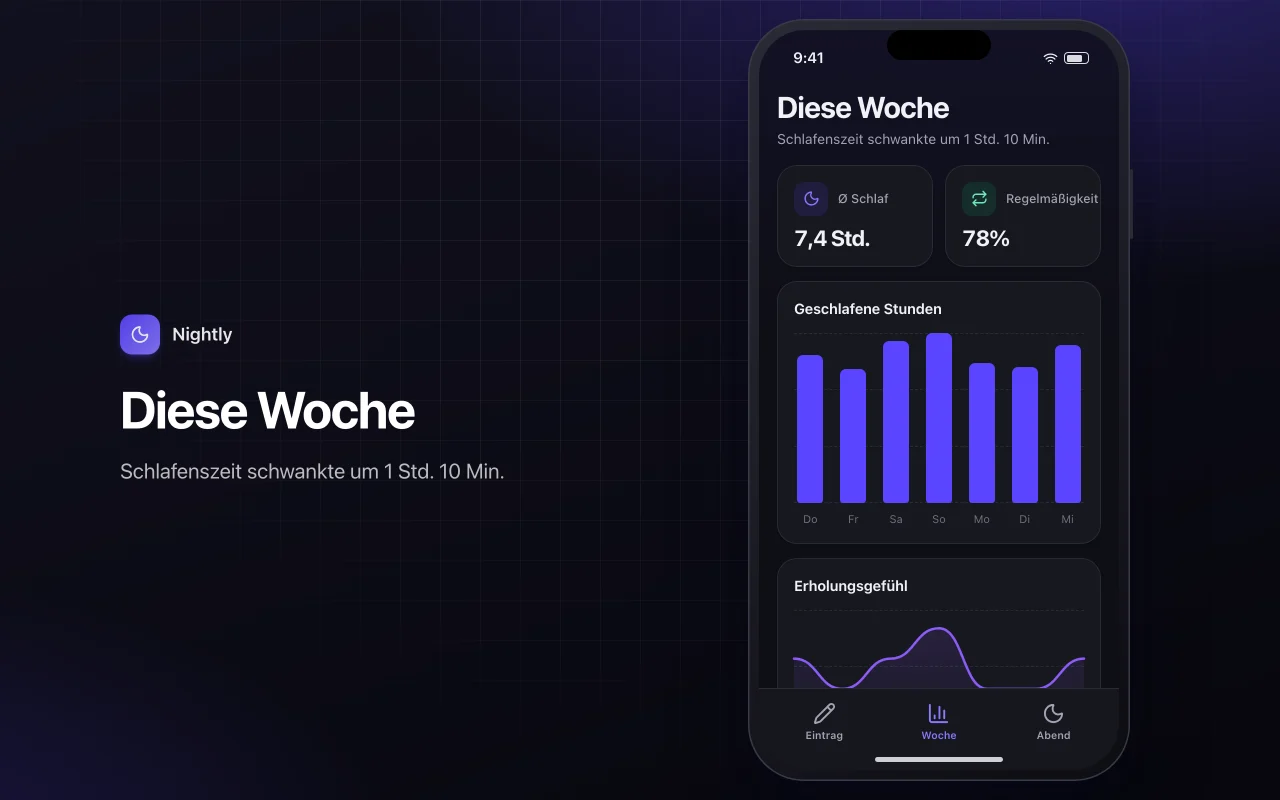 Schlaftagebuch: der Bildschirm „Diese Woche“