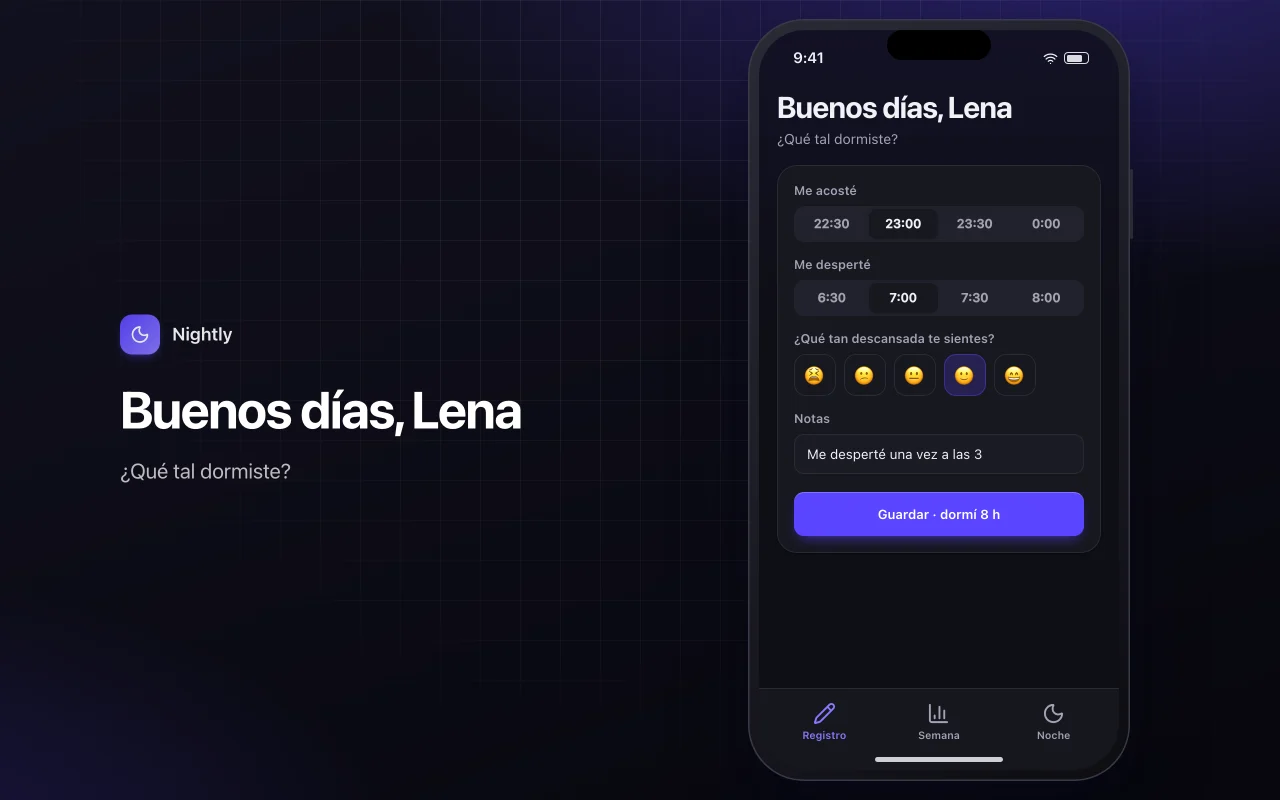 Diario de sueño: la pantalla Buenos días, Lena