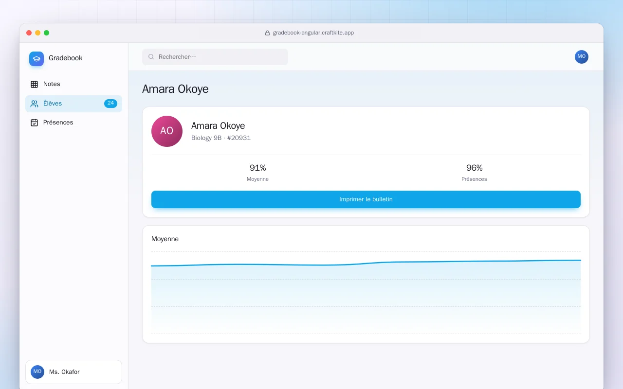 Carnet de notes (Angular) : l’écran Amara Okoye