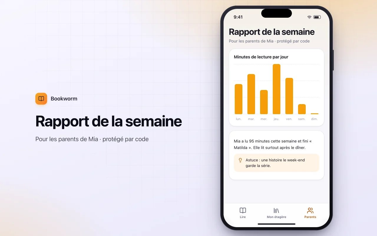 Journal de lecture pour enfants : l’écran Rapport de la semaine