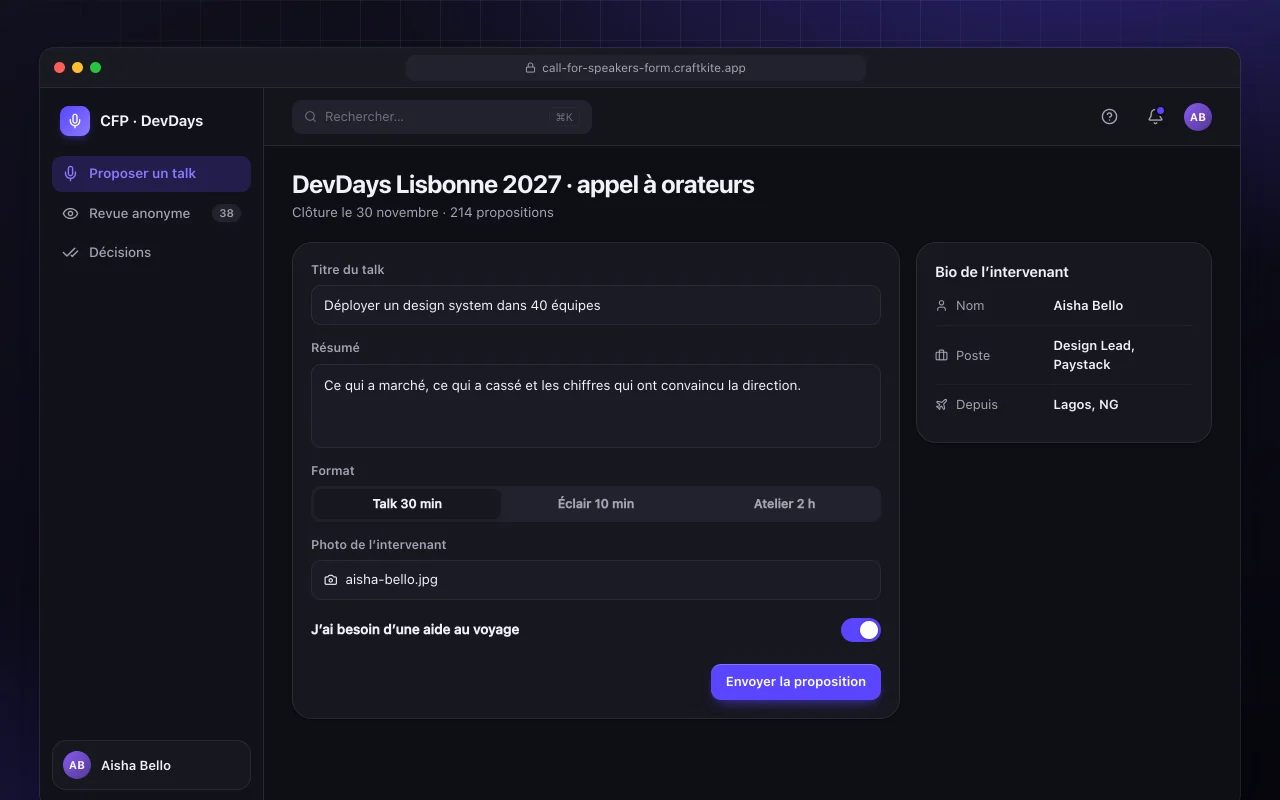 Appel à intervenants : l’écran DevDays Lisbonne 2027 · appel à orateurs