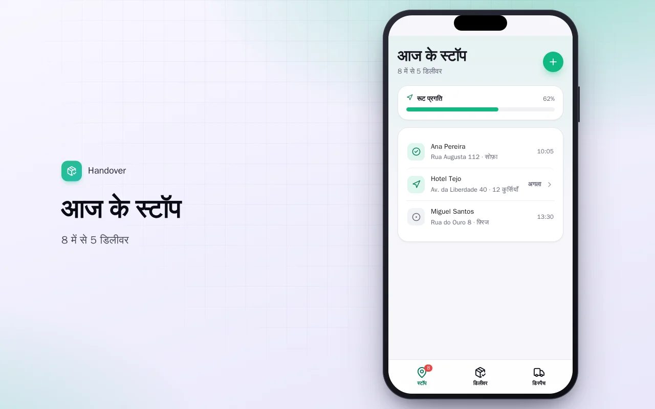 डिलीवरी का प्रमाण: आज के स्टॉप स्क्रीन