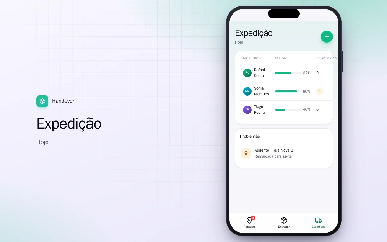 Comprovante de entrega: a tela Expedição