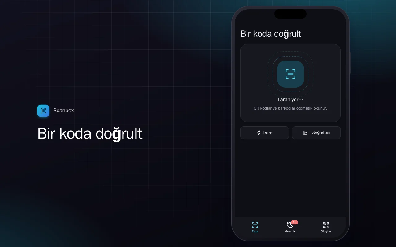 QR ve barkod okuyucu: Bir koda doğrult ekranı