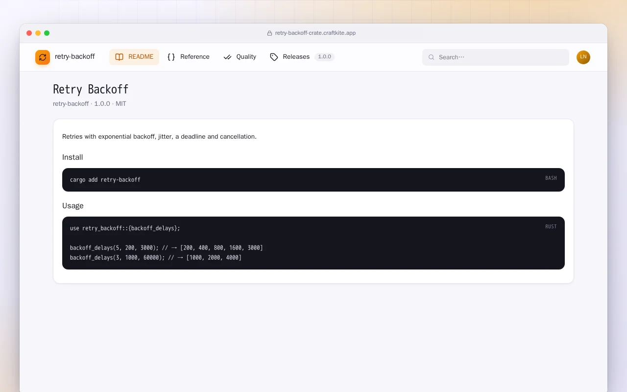 Retry Backoff (Rust): the Retry Backoff screen