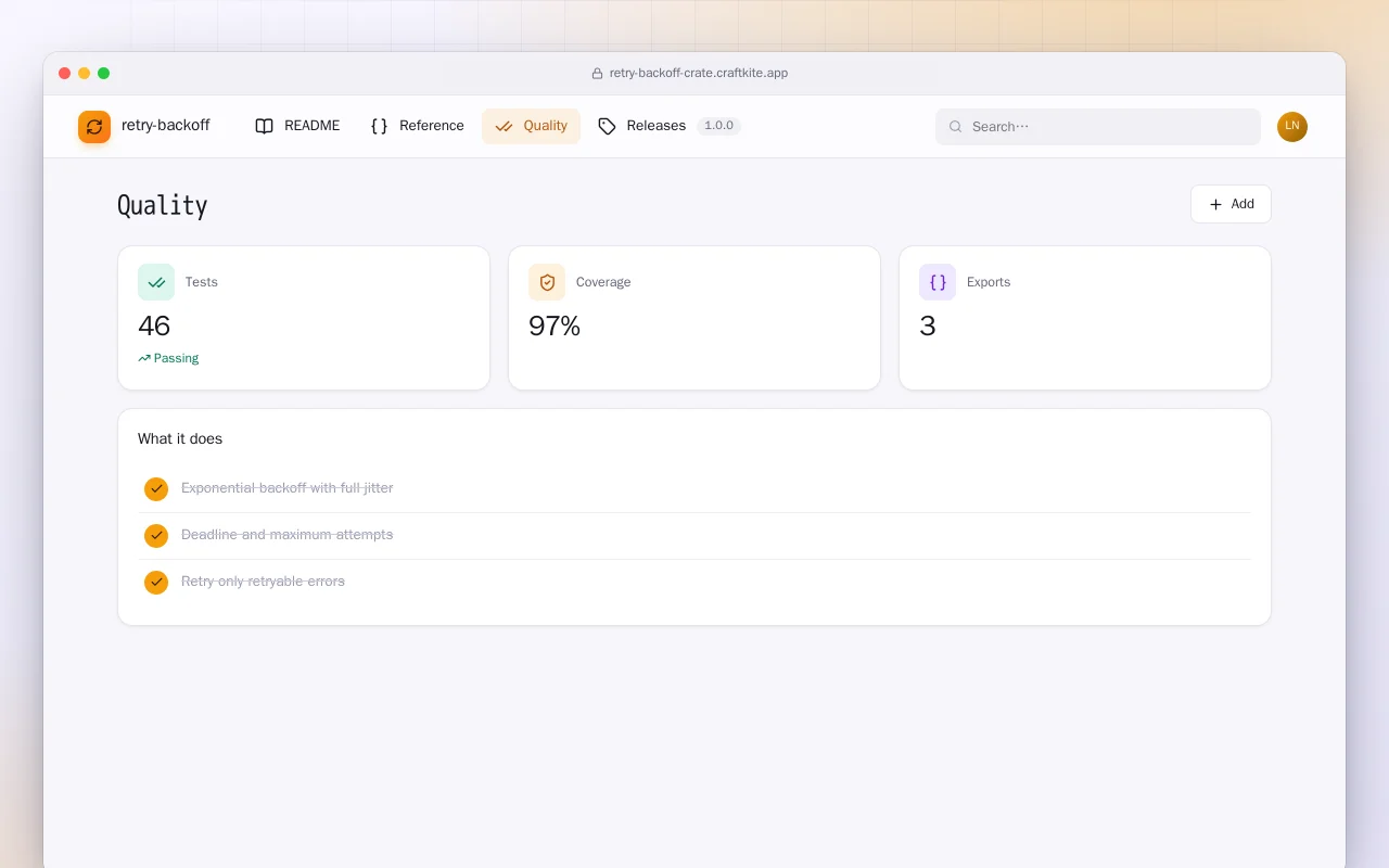 Retry Backoff (Rust): the Quality screen
