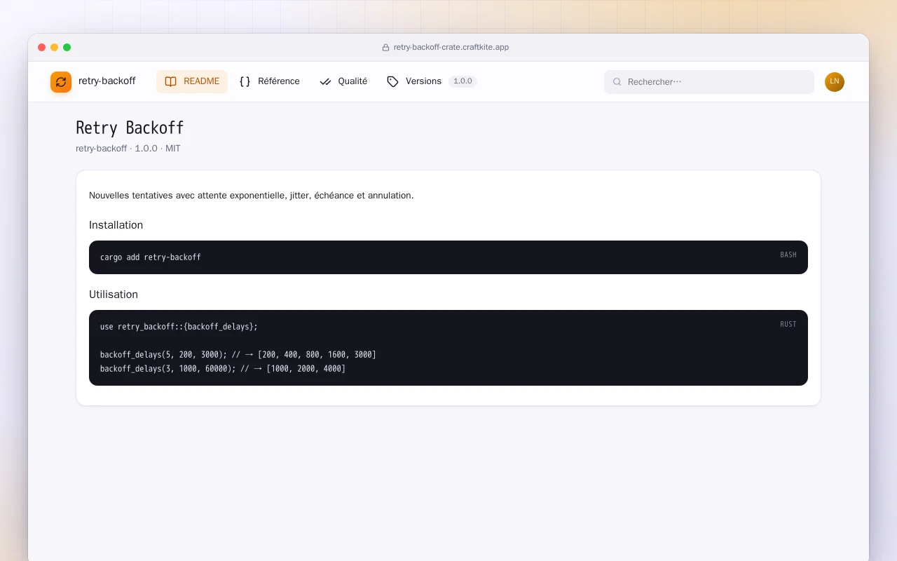 Retry Backoff (Rust) : l’écran Retry Backoff