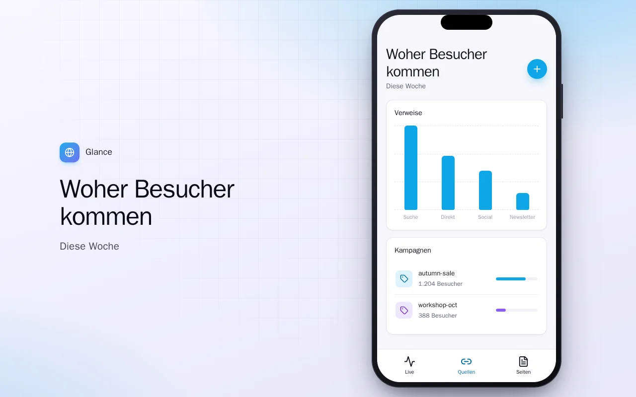 Website-Traffic für unterwegs: der Bildschirm „Woher Besucher kommen“