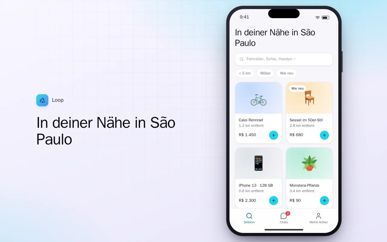Secondhand-Marktplatz: der Bildschirm „In deiner Nähe in São Paulo“